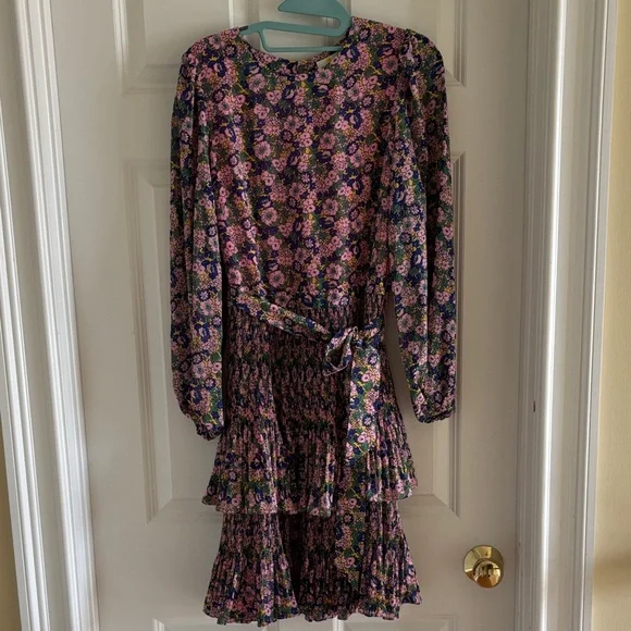 Boden Floral Midi Dress in Pink, Purple, Green, Yellow - Picture 2 of 11